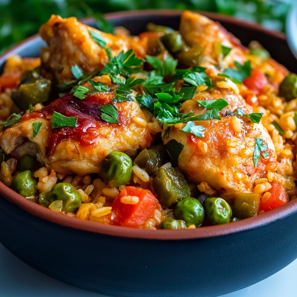 Arroz con pollo y verduras