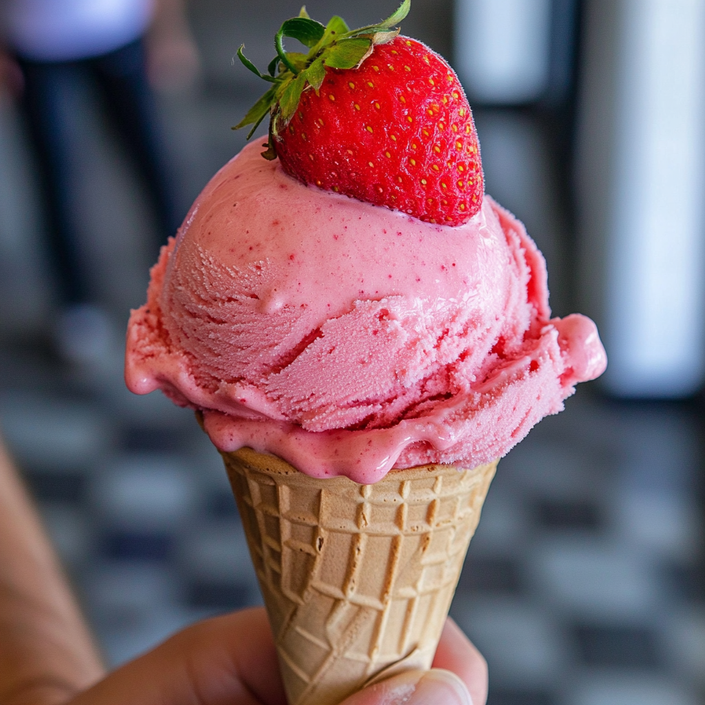 Helado casero de fresa