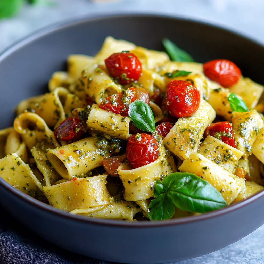 Pasta al pesto con tomates cherry