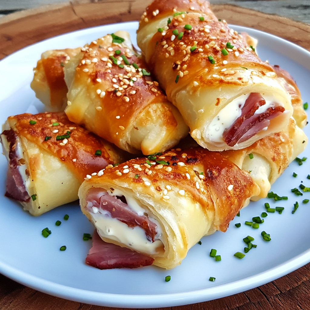Rollitos de jamón y queso crema