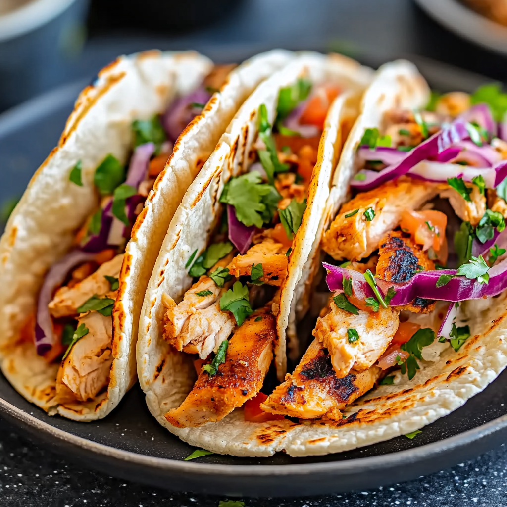 Tacos de pollo desmenuzado